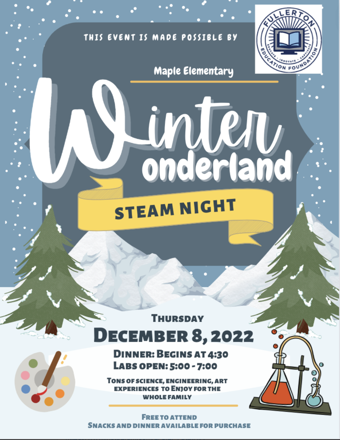  Winter Wonderland STEAM Night on December 8th!